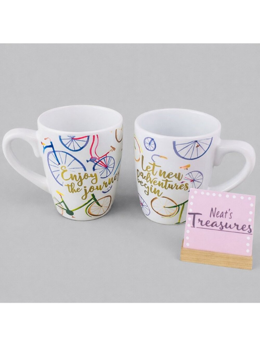 TMD Holdings For The Bicycle Lover Enjoy The Jounery Ceramic White Cup Mug Set 2